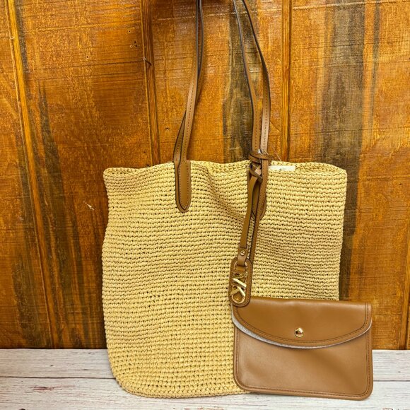 Michael Kors Eliza Large Woven Straw Tote Bag - Picture 1 of 5